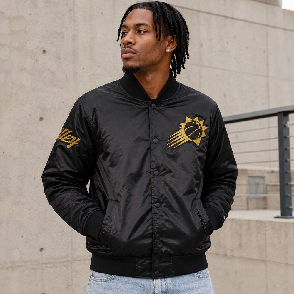 Pro Standard Phoenix Suns Satin Bomber Jacket Mens M Black NBA NWT